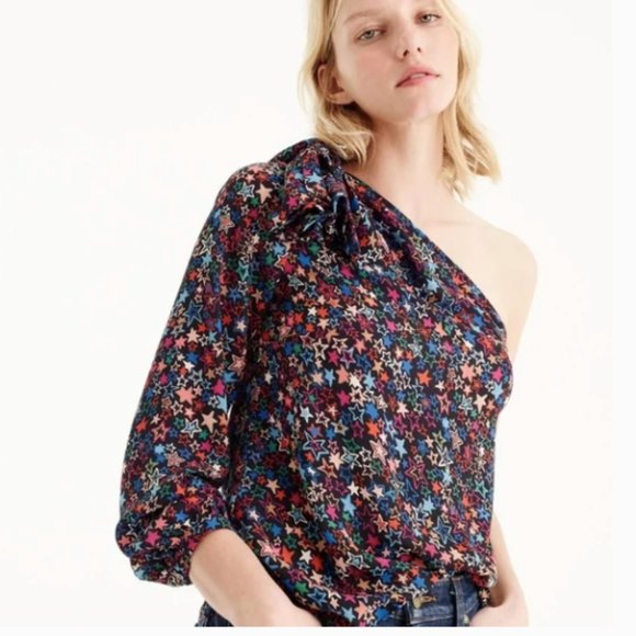 J. Crew Tops - J. Crew Jacuzzi Sexy Girly One-Shoulder Top In Kaleidoscope Star Print N…